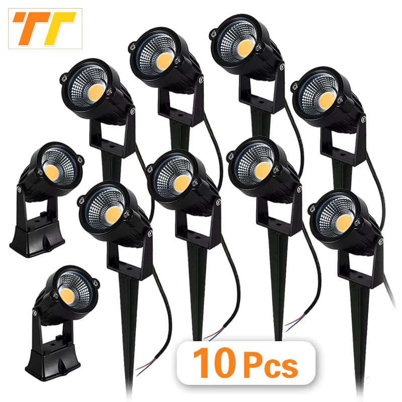 10 Stück LED-Rasenlampen Wasserdichte Gartenbeleuchtung AC220V 110V 7W 5W DC12-24V Outdoor LED-Spießleuchte Wegbeleuchtung IP65 Spot-Glühbirnen