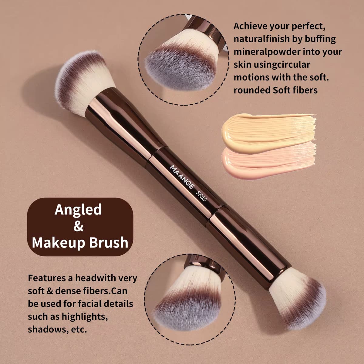 MAANGE 1PCS Doppelseitige Foundation Pinsel Kontur Sculpting Pinsel Pulver Rouge Pinsel Make-Up Pinsel Kosmetische Werkzeuge Gesichts Pinsel