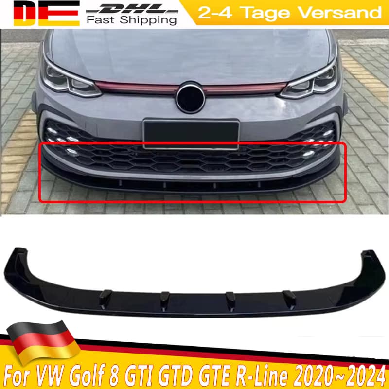 Maxton Style Frontspoiler für VW Golf 8 MK8 GTI GTD GTE R-Line 2020~2024 Hochglanz Schwarz Auto Frontstoßstange Lippe Spoiler Set