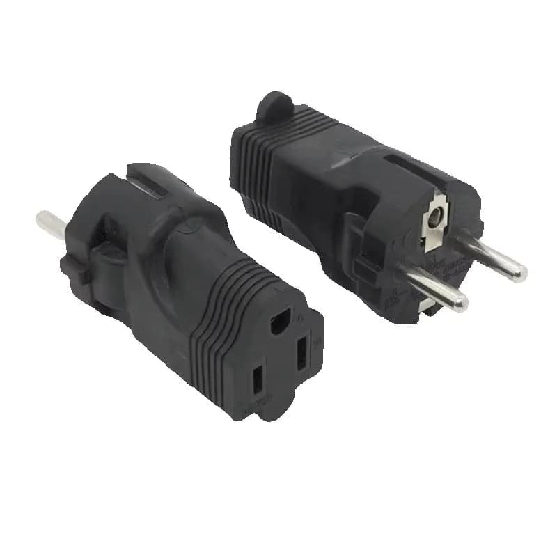Schwarzer EU 4,8MM Stecker auf Amerika Kanada Mexiko Nema 5-15R Buchse Stromadapter US zu Europa Typ F Schuko Reiseadapter