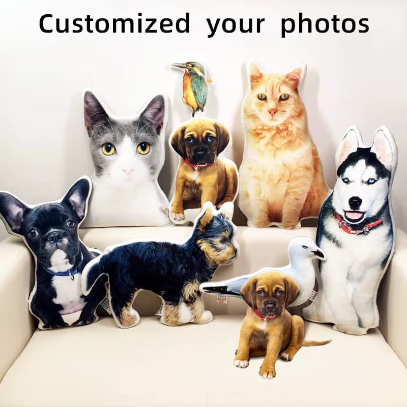 Foto-Anpassung DIY Hundekissen Haustier-Plüschkissen Stofftier Katzenkissen Sofa Auto Dekoratives Personalisiertes Geburtstagsgeschenk
