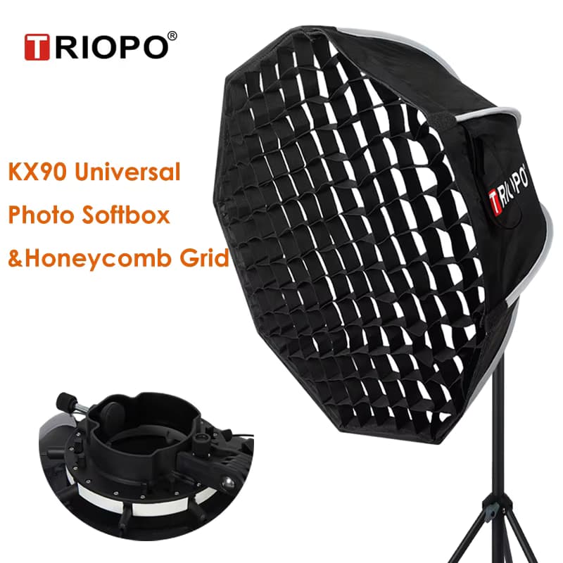 Triopo 90 cm Universal Outdoor Regenschirm Octagon Softbox mit Wabengitter Speedlite Foto Softbox für Godox V1 AD200 Yongnuo 560