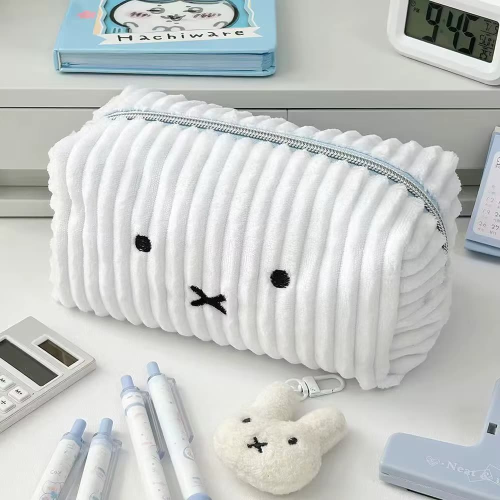 Kawaii Miffy Gestreifte Aufbewahrungstasche für Studenten mit großem Fassungsvermögen, tragbare Miffy-Kosmetiktasche, Make-up-Aufbewahrungstasche, Geburtstagsgeschenke
