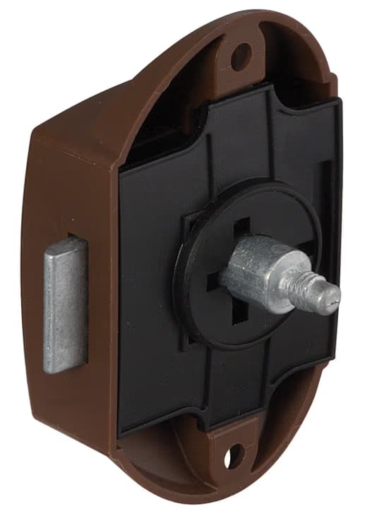 Häfele Riegelschloss PUSH-LOCK mit Druckknopf-Verriegelung einseitig, Kunststoff braun