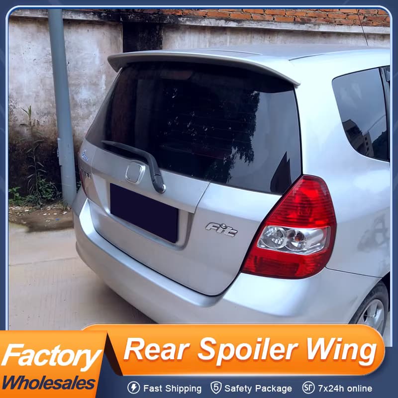 Für Honda Jazz Fit 2004 2005 2006 2007 Heckdach-Kofferraumdeckel Auto-Spoiler Flügel ABS-Kunststoff Schwarz Silberfarben Außenzubehör