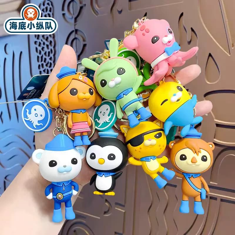 1,96-2,75 Zoll Octonauts Cartoon Schlüsselanhänger, Niedlicher Anime-Tier PVC-Schlüsselring, Auto-Schlüssel-Rucksack-Anhänger