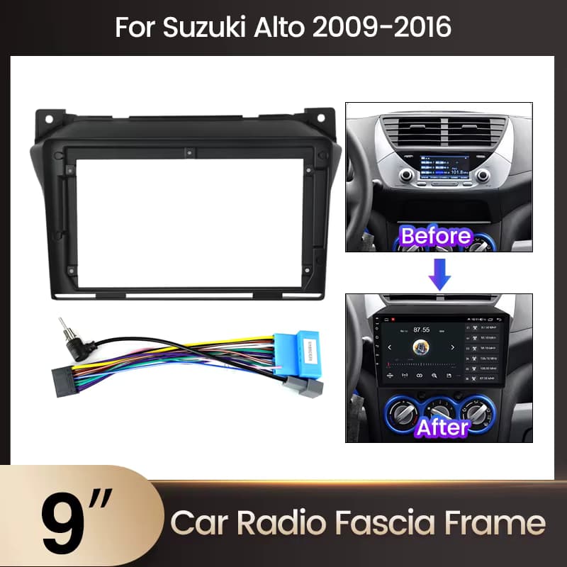 9 "Android Radio Fascia Rahmen Für Suzuki Alto 2009-2016 Dash Panel MK7 Audio Dashboard Panel Installation Lünette halterung Kit 2Din