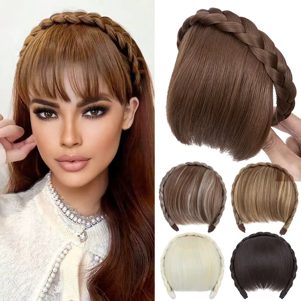 S-noilite Synthetische Stirnband Pony Extensions Haar Stumpfe Fransen Perücke Zopf Stirnband Für Frauen Natürliche Schwarz Braun Blonde Bang