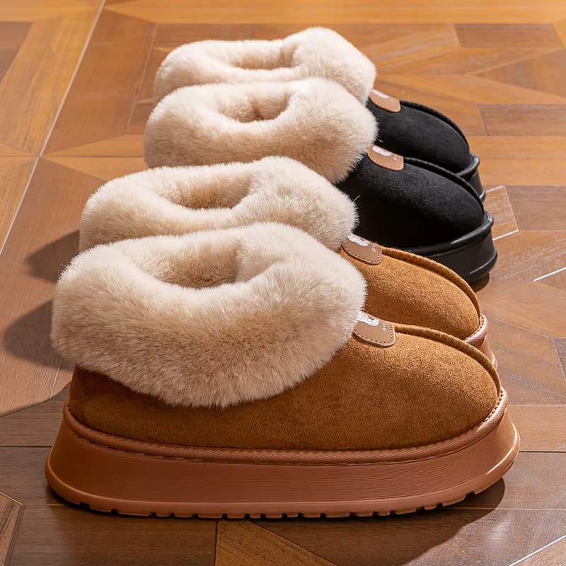 Baumwollhausschuhe für Damen, neue Winter-Schneestiefel für Zuhause und Innenwärme mit Plüsch-Paarhausschuhen mit dicker Sohle für Herren