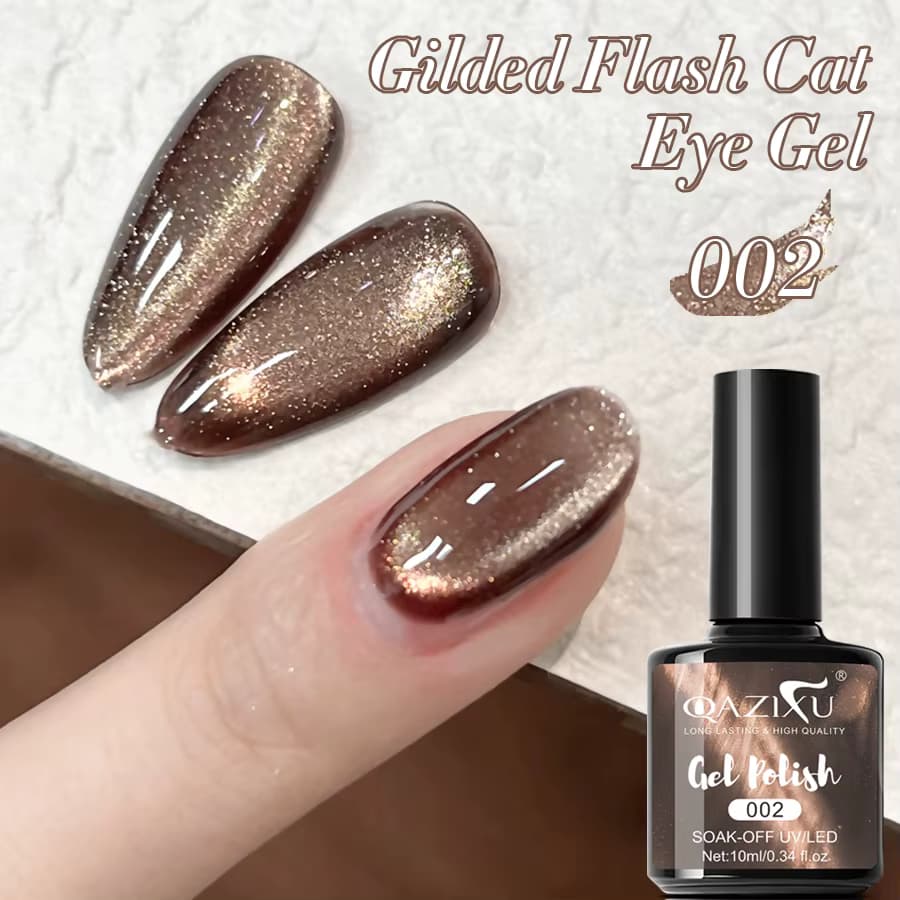 QAZIXU Brauner Cat-Eye-Gel-Nagellack mit Samteffekt, magnetischer Nagellack, ablösbarer UV-LED Semi-Permanent-Lack, Nagelkunst-Maniküre-Werkzeug