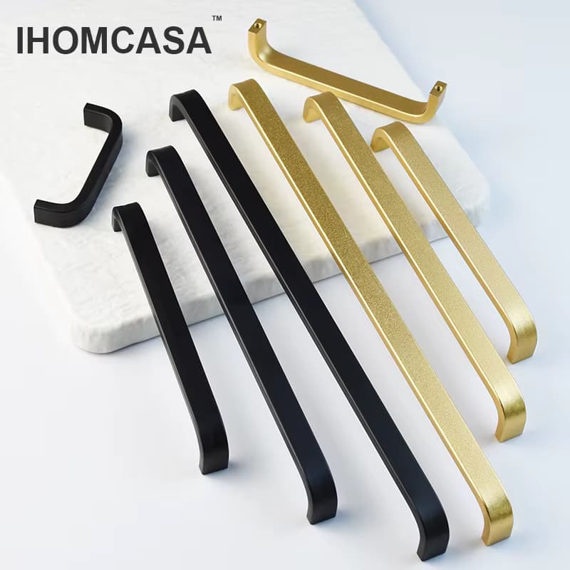 IHOMCASA Gold / Schwarz Schrank Küchenmöbel Griffe für Schrank Kleiderschrank Türgriffe Badezimmerschrank Schubladengriffe Schließfachgriffe Aluminiumlegierung Moderner Stil