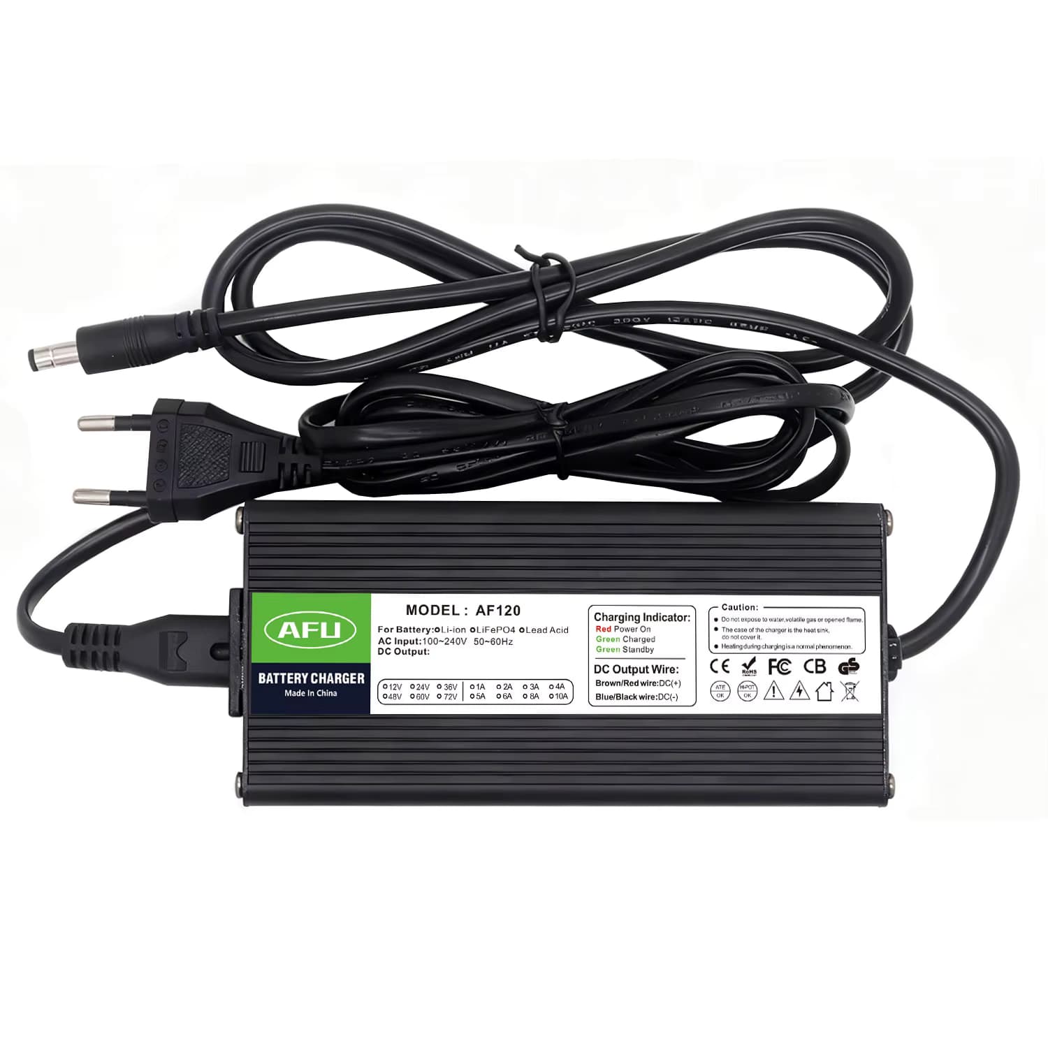29,2 V 3 A LiFePO4-Batterieladegerät für 8S 24 V 25,6 V LiFePO4-Batterie, schnelles Ladegerät mit schwarzem Aluminiumgehäuse