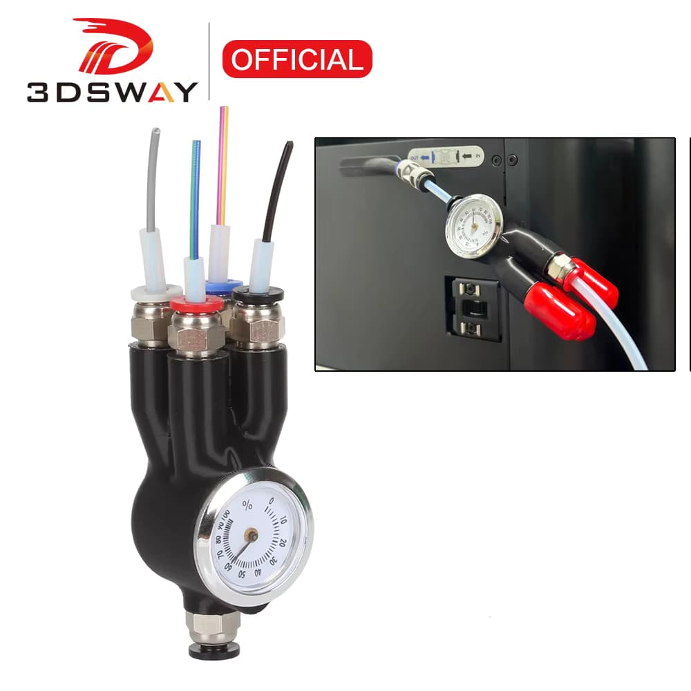 3DSWAY Für Bambu 4-in-1-PTFE-Adaptermaterial Rohr-Erweiterungsport AMS verbinden 4 Zuführmodule für X1/P1 X1C P1S P1P A1 A1mini