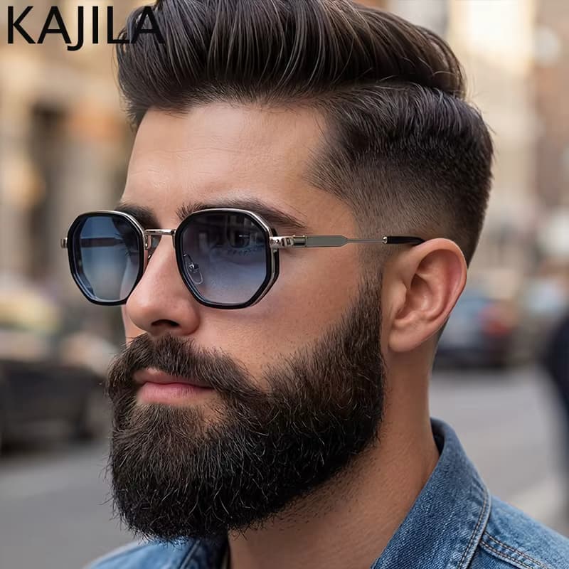 Vintage Quadratische Punk-Sonnenbrille für Herren 2026 Luxus Designer Retro Steampunk Achteckiger Metallrahmen Sonnenbrillen für Männer Fahrbrillen