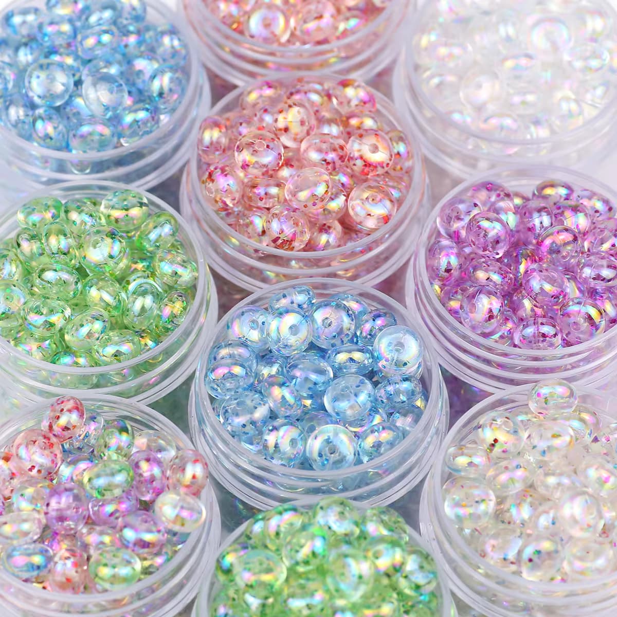 95-285 Stück 5x8mm Acryl Mehrfarbige Scallion-Pulver-Abacus-Perlen, lose Spacer-Perlen für die Schmuckherstellung, DIY-Armbänder, Zubehör
