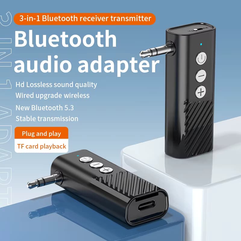 Bluetooth 5,3 Auto Aux Audio Adapter Empfänger Sender Aux Wireless Audio Adapter 3,5mm Buchse für Auto Kopfhörer PC TV Lautsprecher