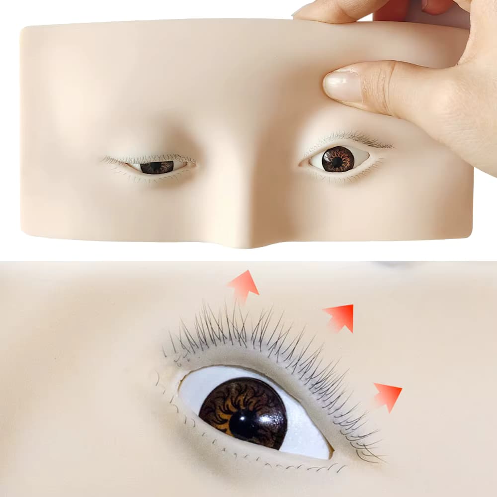Imitationsmodell für menschliche Gesichter, Übungsaugen für Wimpernverlängerung, Öffnbare Augenlider, Wiederverwendbare Make-up-Tools
