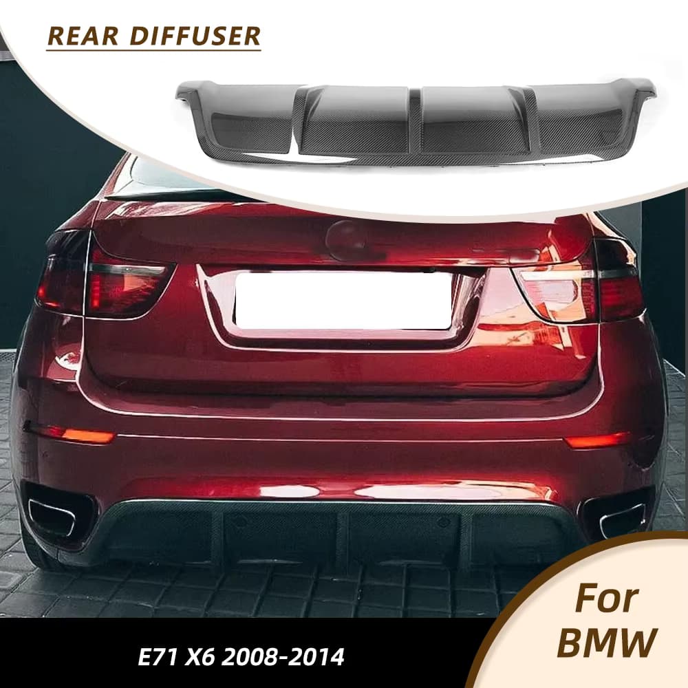 Auto Auto Heckstoßstange Lip Diffusor Spoiler für BMW X6 E71 35i SUV Basis Stoßstange 2008-2013 Hinten Racing Body Kits Carbon Faser/FRP