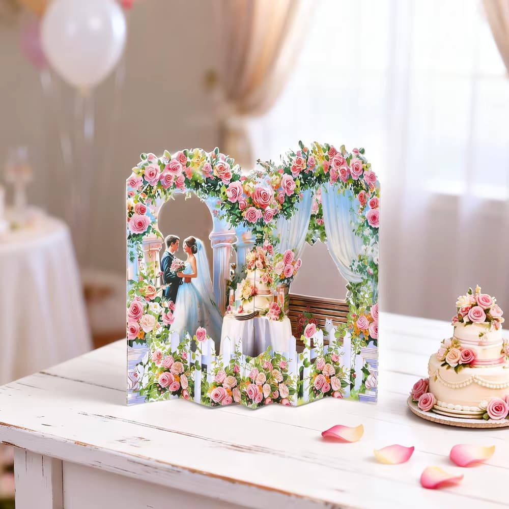 Romantische Pop-Up-Karte mit Hochzeitsthema, geeignet für Geburtstage, Jubiläen und andere Anlässe