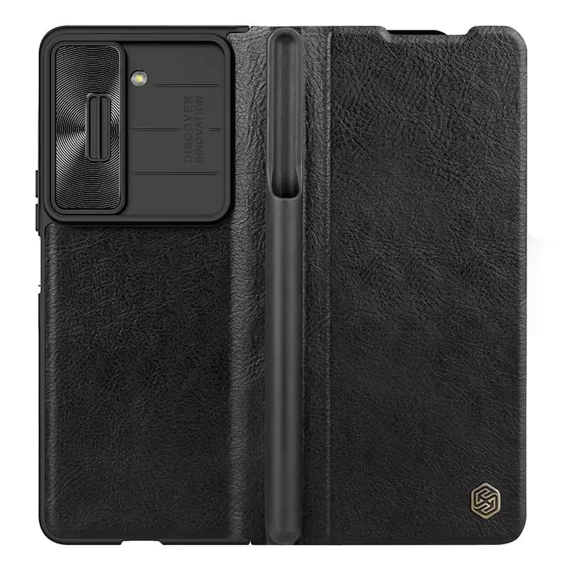 Nillkin Qin Flip Ledertasche für Samsung Galaxy Z Fold 5 mit S-Pen Pocket Slide Kamera Objektiv Abdeckung voller Schutz Handy hülle