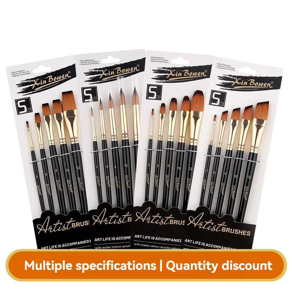 5-teiliges Acryl-Pinsel-Set, Malpinsel, Nylonpinsel, für Öl-/Aquarellmalerei, Künstler, professionelle Kits