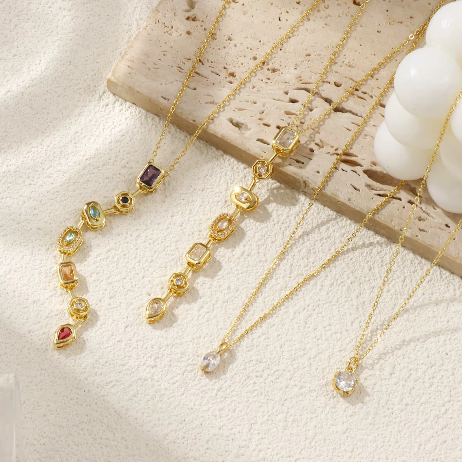 1pc Neue Mode Messing Halskette Gold Farbe Link Kabel Kette Lange Quaste Zirkonia Anhänger Halskette Für Frauen Partei schmuck