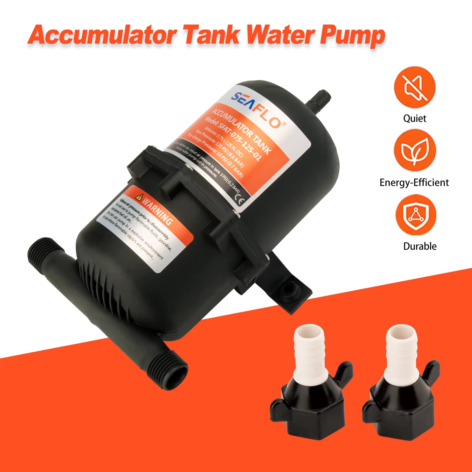 Tragbarer 0,75 l Marine-Wasseraufbereitungstank, 125 PSI, Mini-Druckakkumulator für Boot, Wohnmobil, Yacht, Pumpensystem