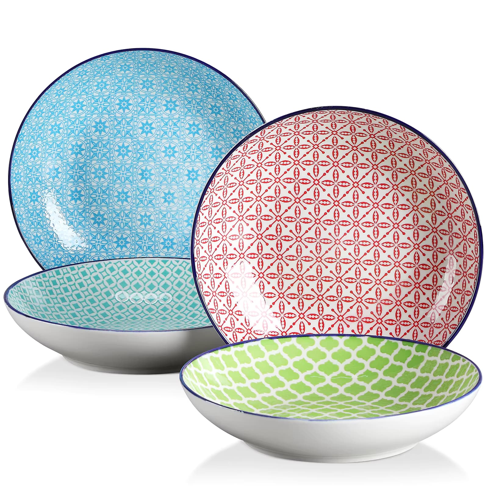 vancasso MACARON Serie 8,5 Zoll Pasta-Schüssel-Set, 4-teilig, japanischer Stil, tiefe Teller, Porzellan, buntes Suppenteller-Set