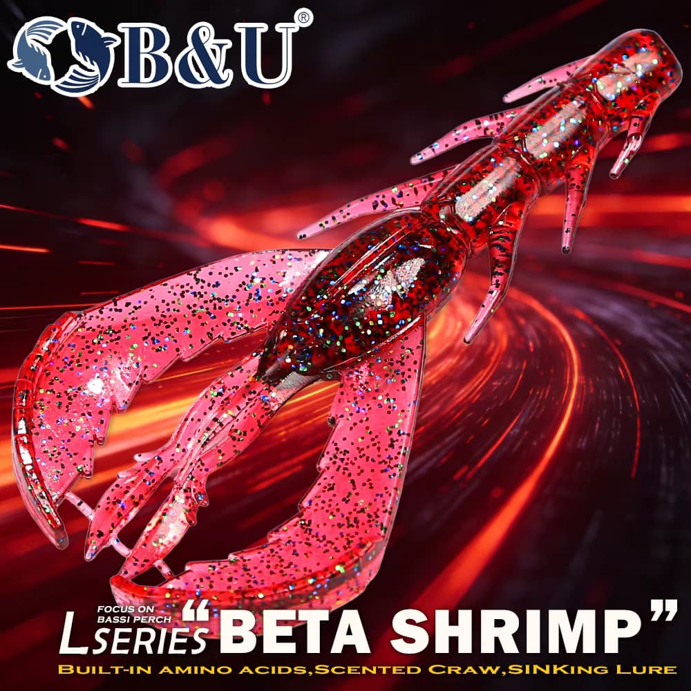 B&U Craw Shrimp Soft Fishing Lures, weiche Kunststoff-Köder für Süßwasser-Barsch, Zander, Hecht und Texas Rig Angeln
