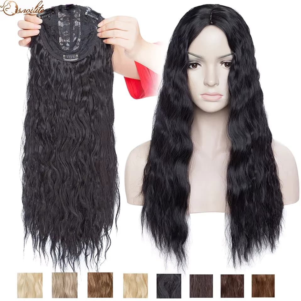 S-noilite Synthetische 20 Zoll Wasserwelle Clip In Haarteil Clip In Einteiliges Haar Schwarz Braun Haarteil Für Frauen