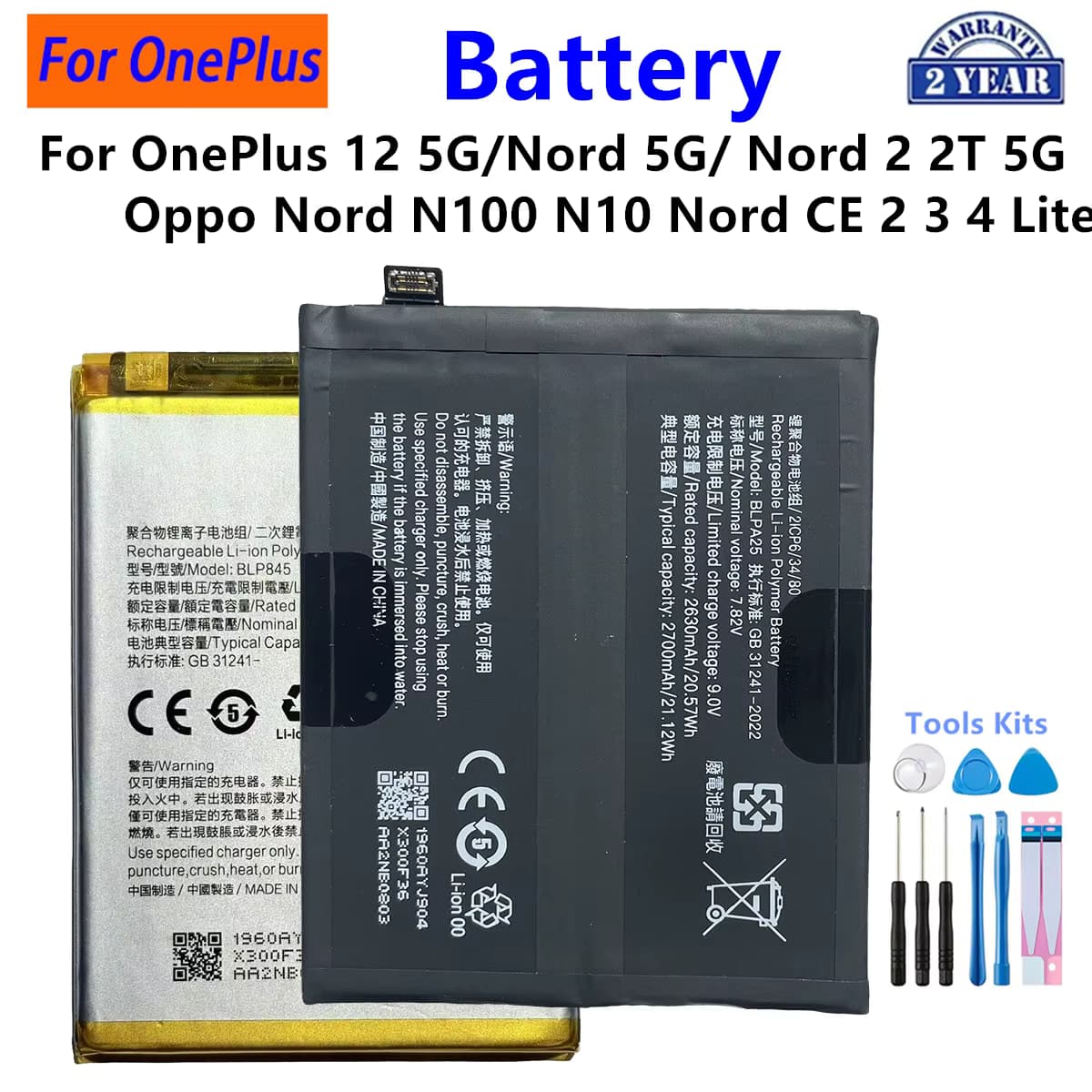 BLPA25 BLP785 BLP813 BLP815 BLP845 BLP861 BLP927 BLP989 BLPA69 Akku für OnePlus 12 Oppo Nord 2T Nord N100 Nord CE 2 3 4 Lite