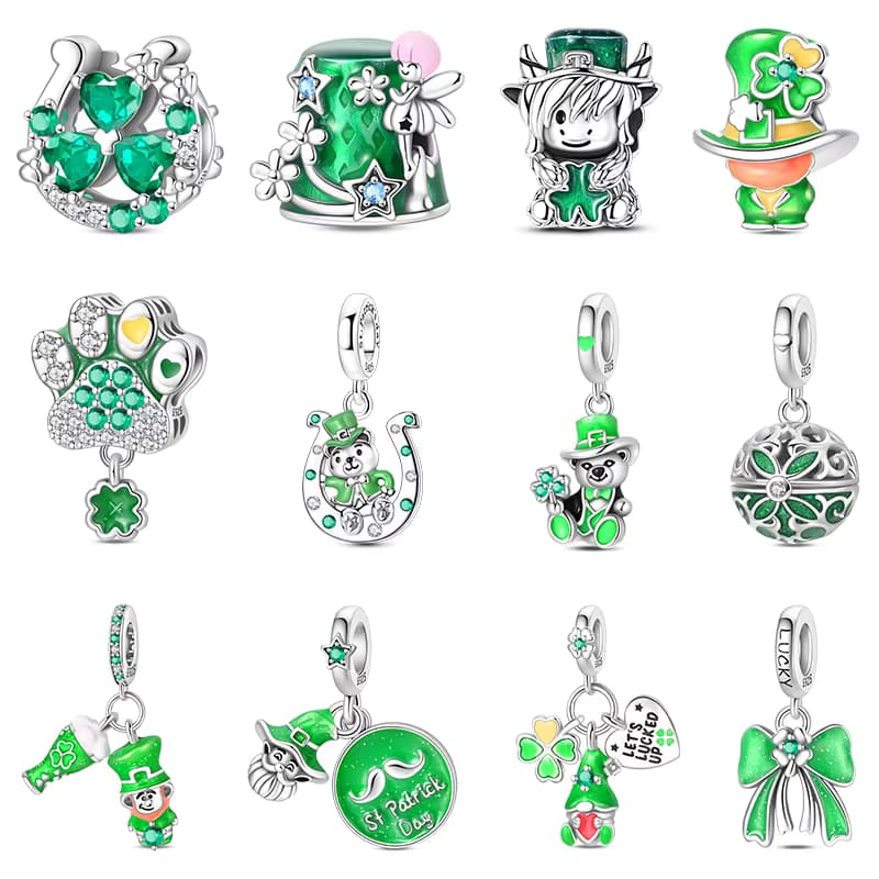Passend für Original-Charms aus 925er-Sterlingsilber, Perlen zum St. Patrick's Day, Party, Hochlandrinder-Charms für Frauen, feiner DIY-Schmuck, Geschenke
