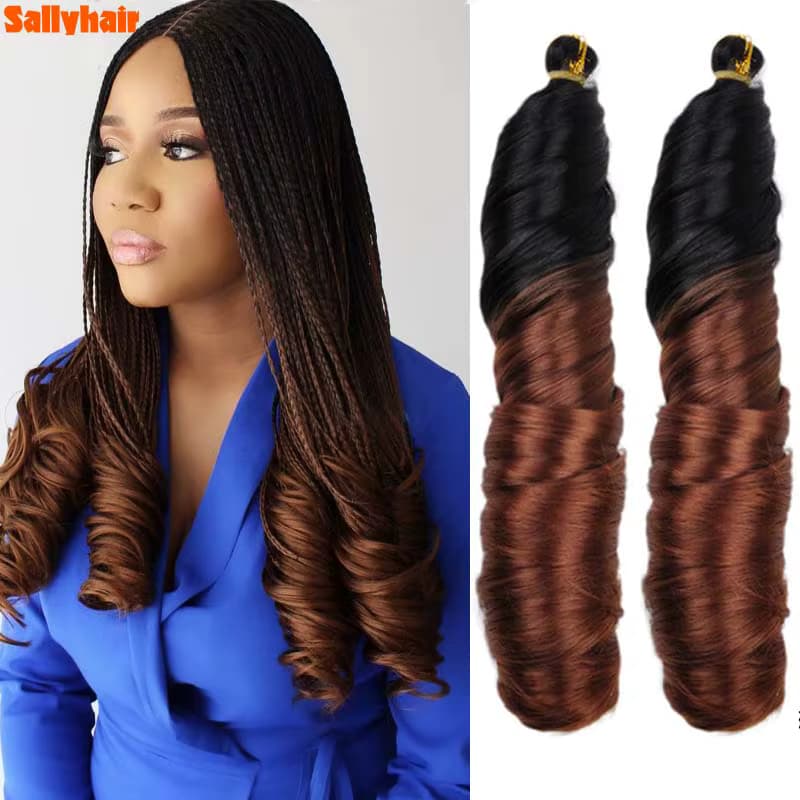 SallyHair synthetisches französisches lockiges Flechthaar, 14 Zoll, 150 g, lockiges, locker gewelltes, vorgedehntes Spirallocken-Flechthaar, Haarverlängerungen