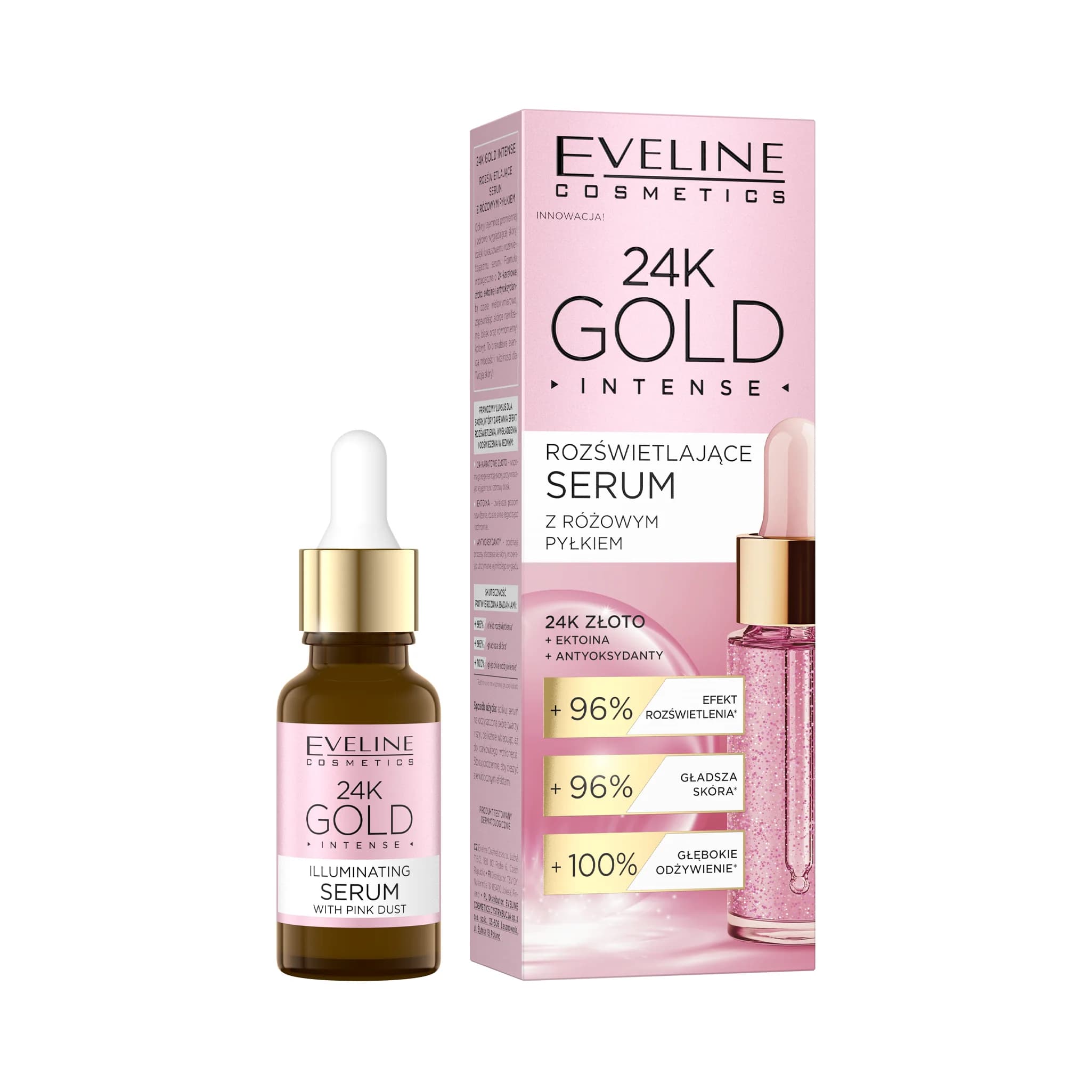 Strahlendes Serum mit rosa Puder