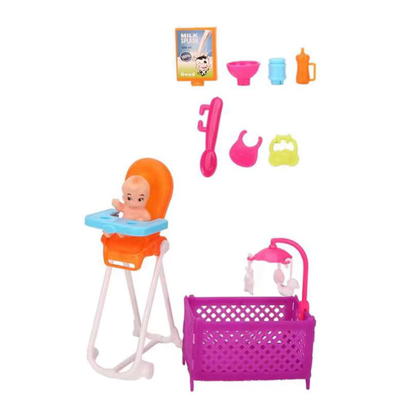 Puppenzubehör Mini-Esszimmerstuhl Bett Essgruppe für Puppen Simulations-Laufrad Schuhe Kinderwagen DIY Spielzeug Geburtstagsgeschenke