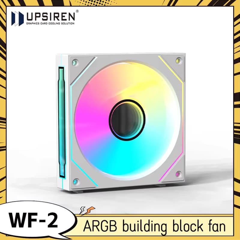 UPSIREN WF-2 3-in-1-Gehäuselüfter ARGB Synchronisierte Beleuchtung Modularer Lüfter Hydrauliklager Geräuscharm Vorwärts-/Rückwärtsflügel Schwarz/Weiß