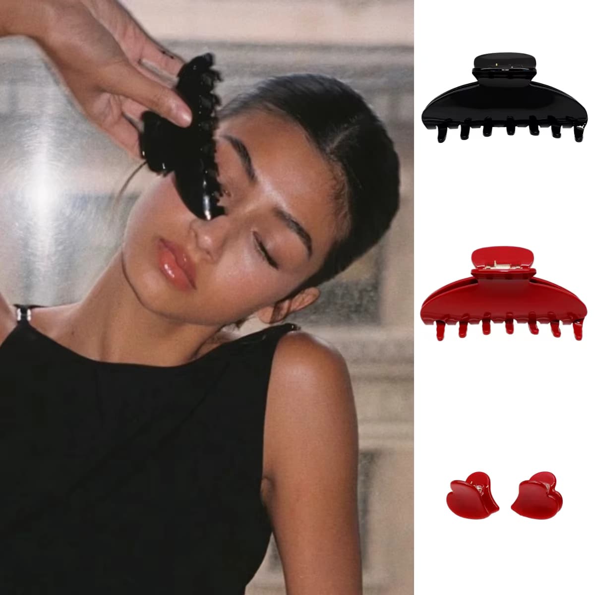 Modische Haarklammer für Damen, große schwarze Acetat-Haarspange für Mädchen, schlichte einfarbige Haarklammer, modische Haaraccessoires
