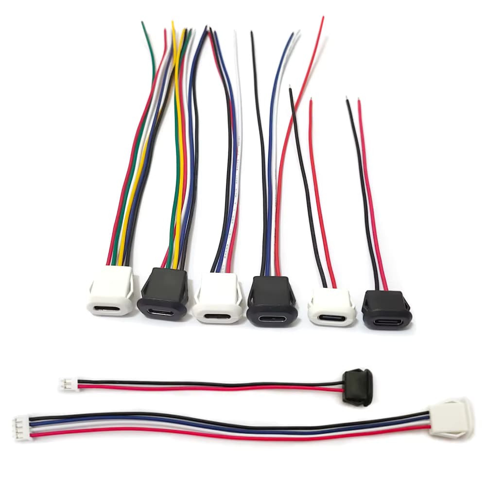 2-poliger wasserdichter USB-C-Stecker, 3 A Typ C, direkte Kompression, 2/4/6-polige Buchse, Ladeschnittstelle mit PH2.0-Terminal