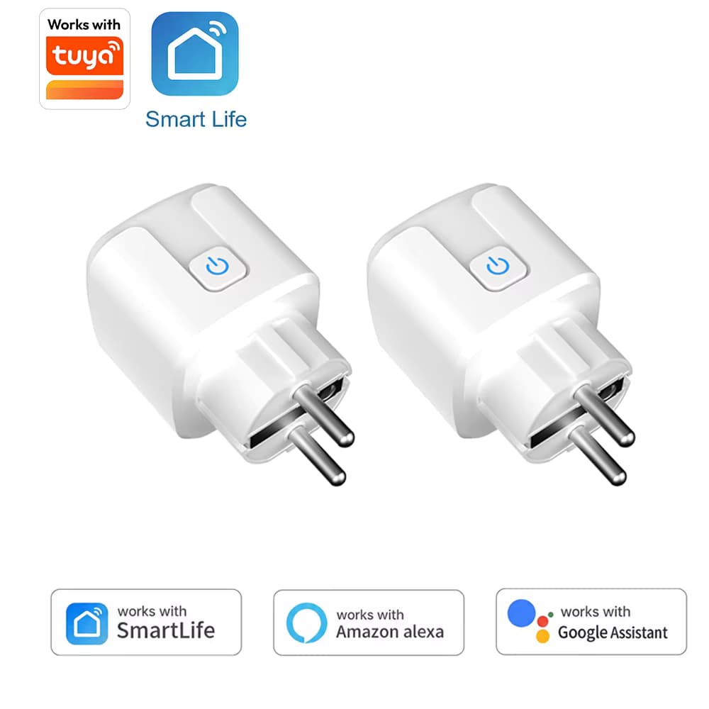 Tuya EU Smart Plug unterstützt WLAN, 16A/20A, Energieverbrauchsüberwachung und ist kompatibel mit Google Home und Alexa.