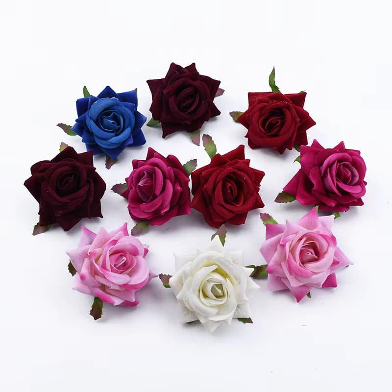80pcs Samt künstliche Blumen Rose heiße Verkäufe Weihnachten nach Hause Hochzeit Braut strauß Brosche DIY Mädchen Kopfschmuck Geschenk Dekoration