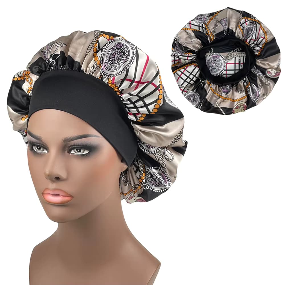 Große Größe Satin Bonnet Paisley Print Bonnets für Frauen Mützen Frauen Hut Schlaf Nacht Kappe Designer Bonnets Lange Geflecht Hut