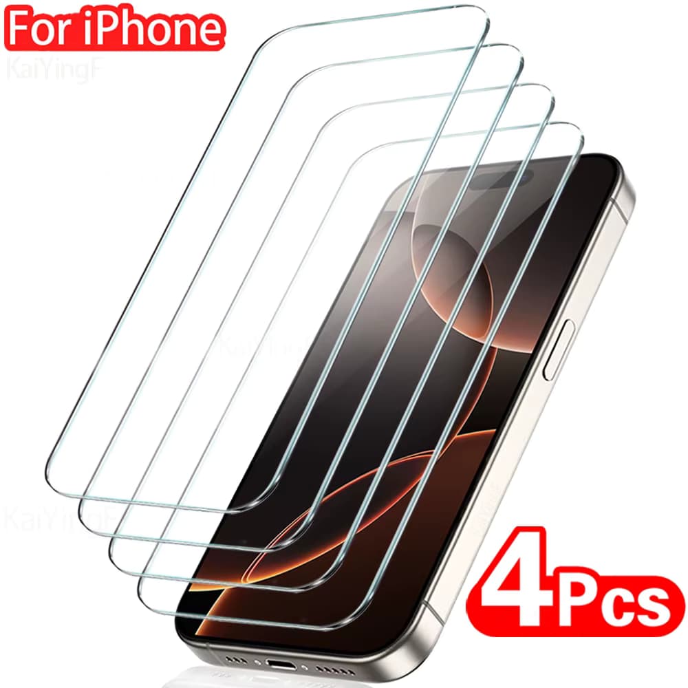 4Pcs Volle Abdeckung Gehärtetem Glas Für iPhone 17 16 15 14 13 12 11 Pro Max Mini Screen Protector für iPhone 7 8 Plus X XS XR Glas