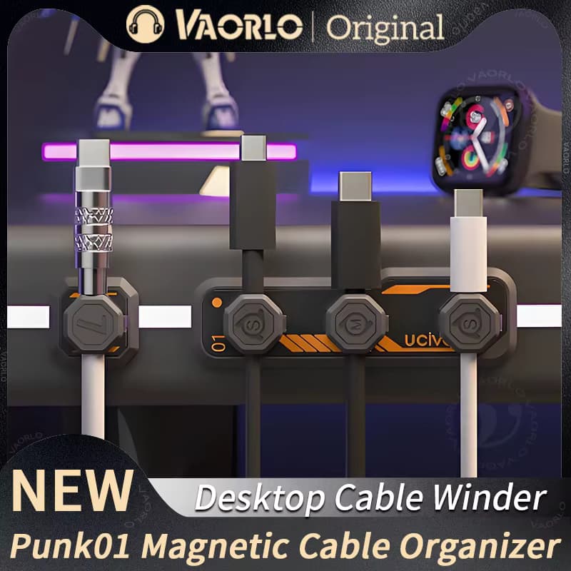 VAORLO Magnetischer Kabelaufwicklung, USB-Ladekabel, Organizer, Schutz, Desktop-Aufbewahrung, ordentlich für Auto, Kopfhörer, Maus, Retention-Clips