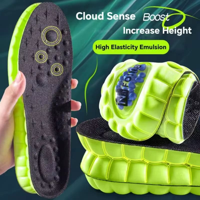 4 Stück 4D Cloud Sport Einlegesohlen für Schuhe PU Luftkissen-Sohle Weiche Stoßdämpfung Deodorant Atmungsaktive Lauf-Orthopädie-Einlegesohlen