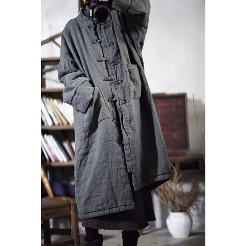 Neue Kunst Stil Winter Frauen Casual O Hals Langarm Lange Parker Einreiher Gute Qualität Vintage Baumwolle Liner Mäntel Y186