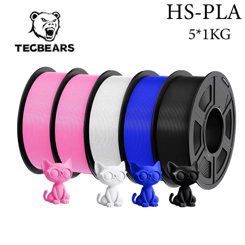TECBEARS HS PLA 3D-Drucker 1,75mm Hochgeschwindigkeits-PLA-Filament 600mm/s Set Hohe Zähigkeit für 3D-Filament Entwickelt für Schnelldruck