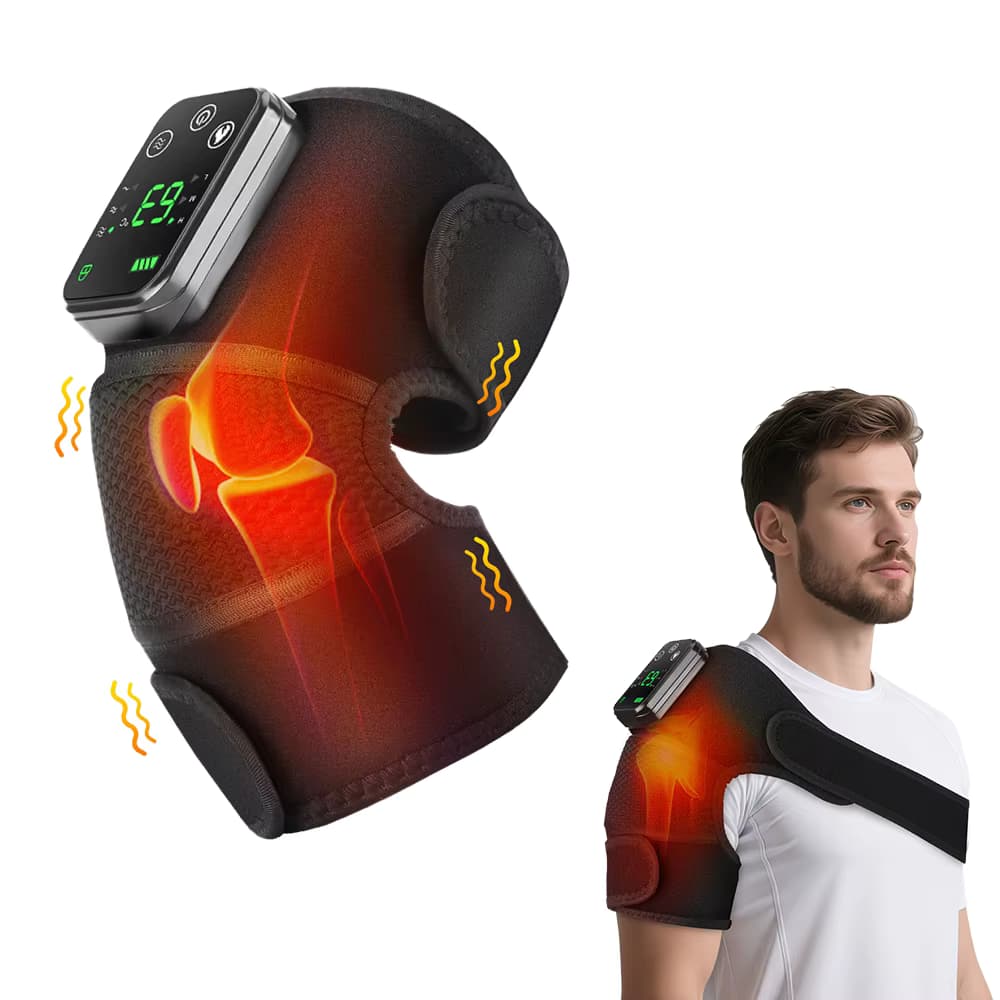 Electric Heating Shoulder Brace LED Display Vibration Knee Shoulder Massage Support Belt Strap Joint Brace Care Muscle Relaxation