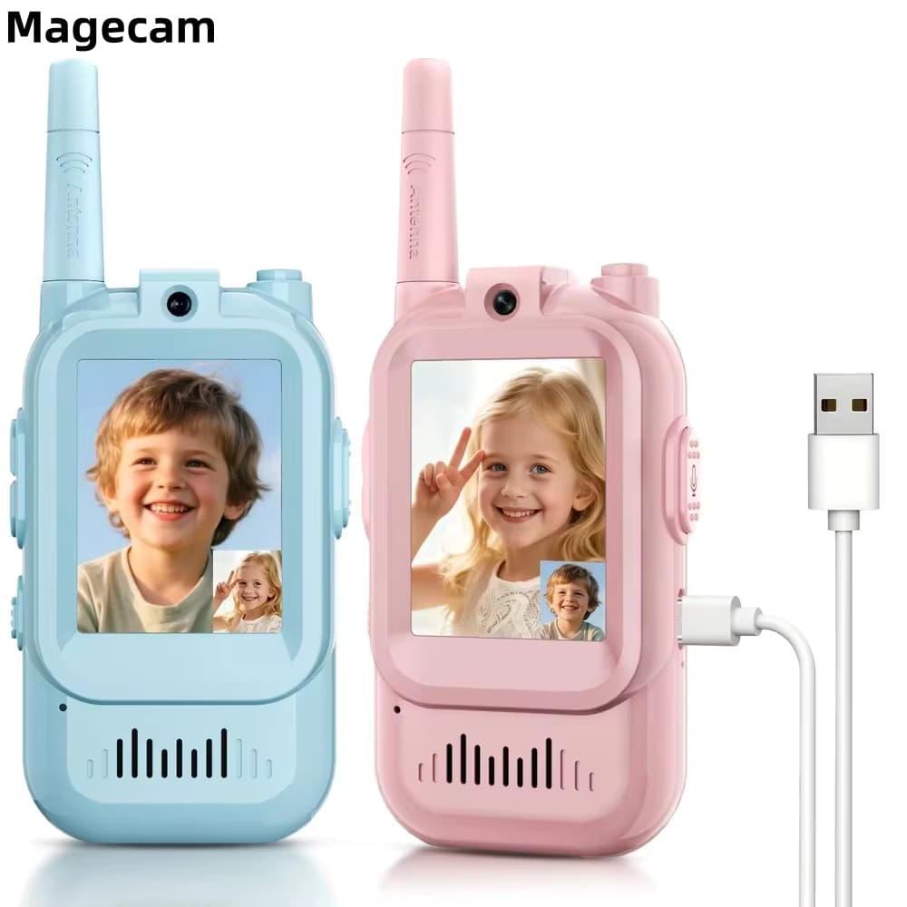 Magecam Video-Walkie-Talkies für Kinder, 2er-Pack, wiederaufladbare Gegensprechanlage, Walkie-Talkie, 2 Bildschirme, One-Click-Anruf, Video-Gegensprechanlage für Kinder