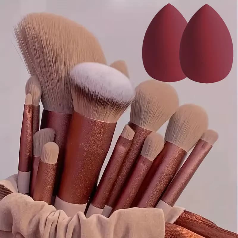 13-teiliges weiches, flauschiges Make-up-Pinsel-Set für Kosmetika, Foundation, Rouge, Puder, Lidschatten, Kabuki-Mischung mit Make-up-Schwamm, Ei