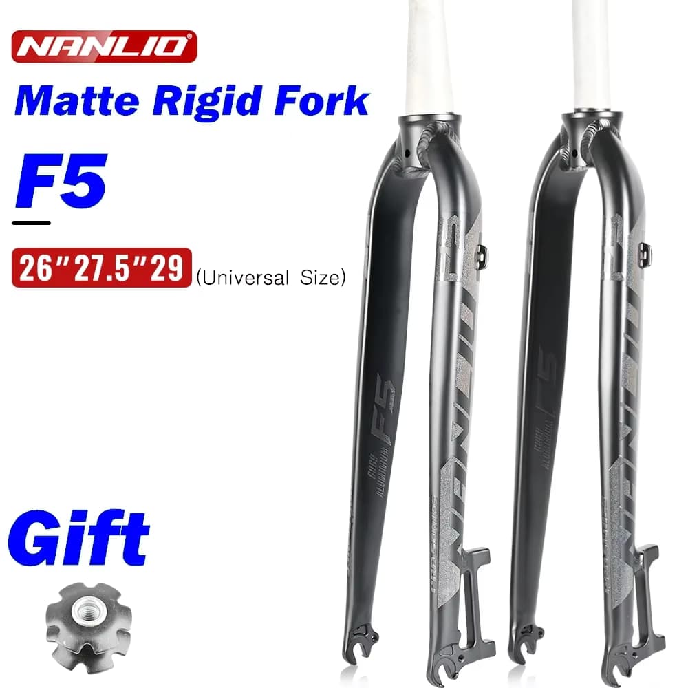 NANLIO F5 Fahrradgabel 26/27,5/29 Zoll Aluminiumlegierung Mountain Road Bike Fahrrad Hartgabel Scheibenbremse Fahrradzubehör 880g